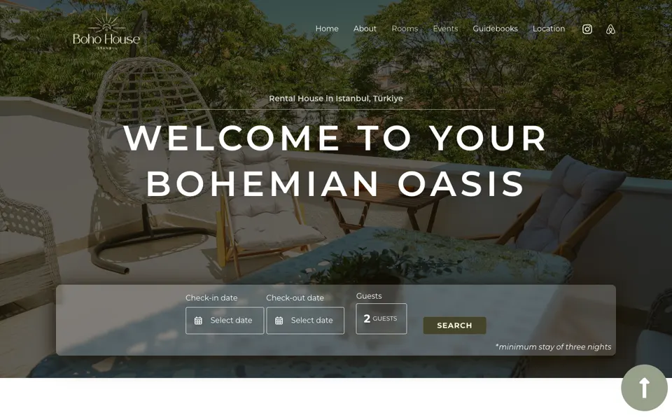 Boho House Istanbul website